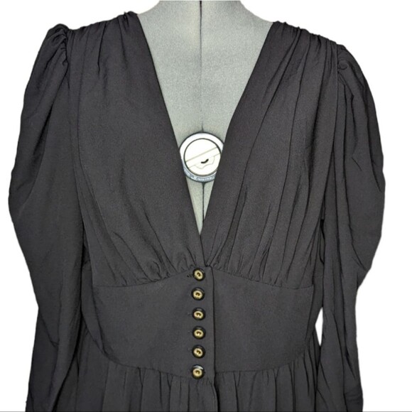 Women's PUG Black Clarice 40s Coat Dress in Poly Crepe, Size 3XL - Picture 5 of 7